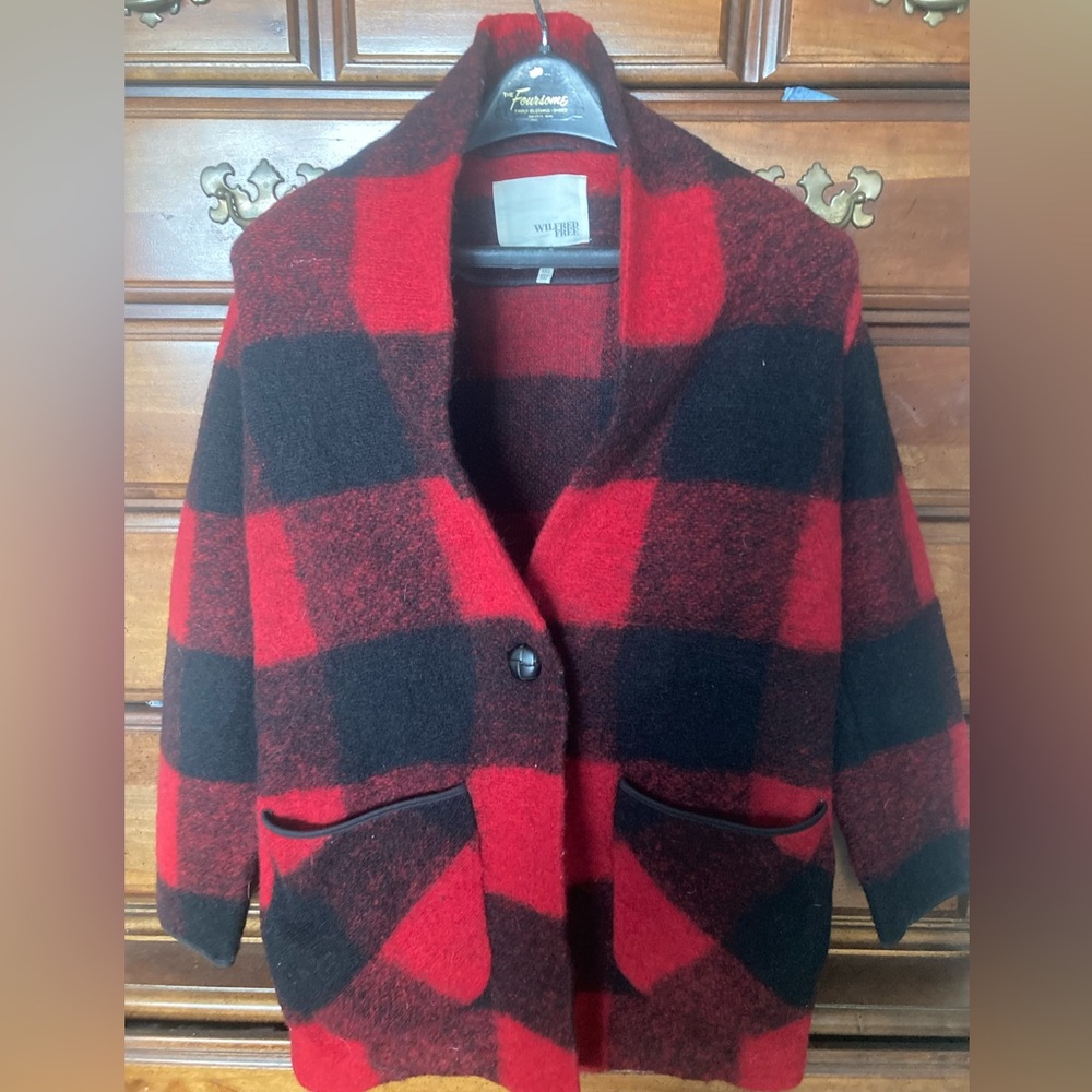 Wilfred Red and Black Plaid Wool Jacket